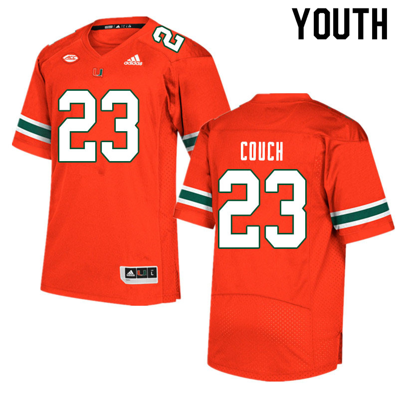 Youth #23 Te'Cory Couch Miami Hurricanes College Football Jerseys Sale-Orange - Click Image to Close